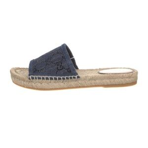 Women's Gucci Blue GG Crystal Espadrille Slide Sandals